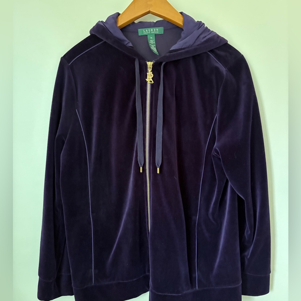 Ralph Lauren Deep Purple Velour Hoodie